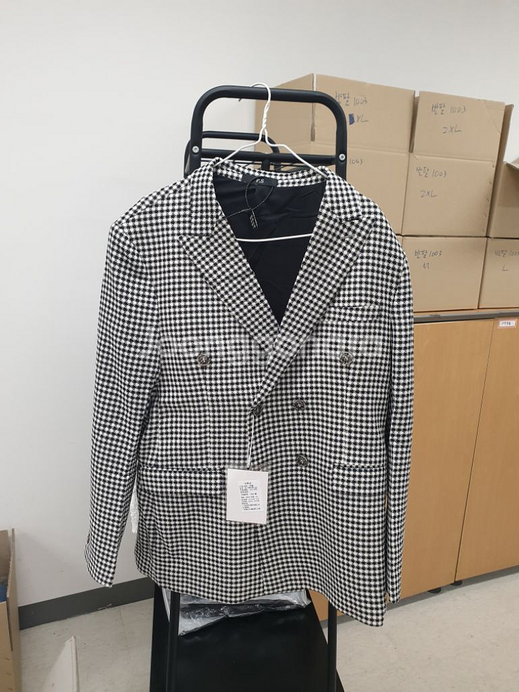 수트 남성더블자켓 체크 빅사이즈 여름 블 정장3XL 1--4