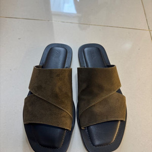 zara 자라 스퀘어토 스웨이드 슬라이드 슬리퍼 43