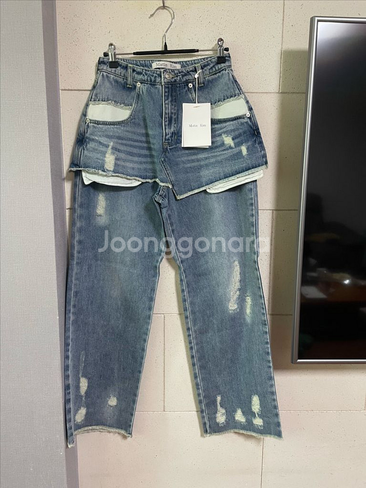 마뗑킴 레이어드 스커트 데님 팬츠(S)--0
