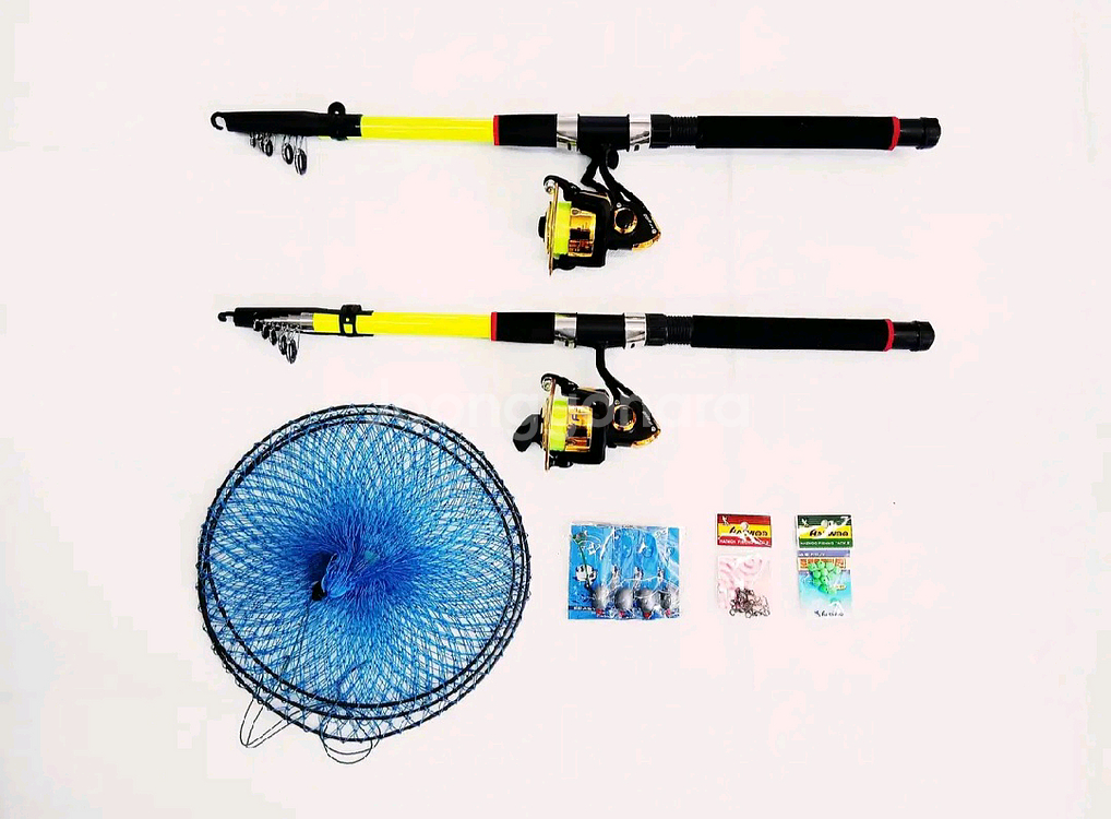 원투낚시대3m2대+4000번릴2대+릴줄+살림망,소품--0