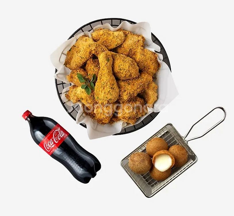 BHC 후라이드반/양념반+치즈볼+콜라,후라이드+케이준프--1