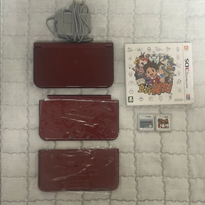 뉴닌텐도3DS 레드+충전기+게임칩4개+플레이트+포뱅내장