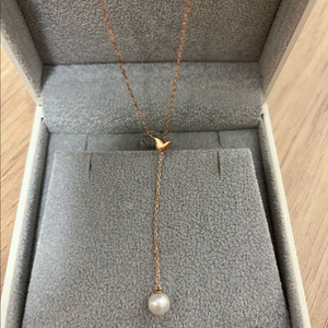 티르리르 14k 롱 진주 목걸이 로즈골드