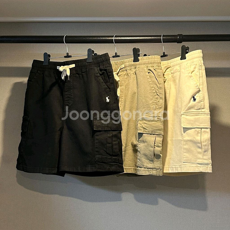 폴로 워싱 코튼 카고 하프팬츠--0