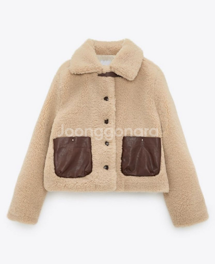 자라 Zara 뽀글이 양털 플리스 퍼 자켓--0