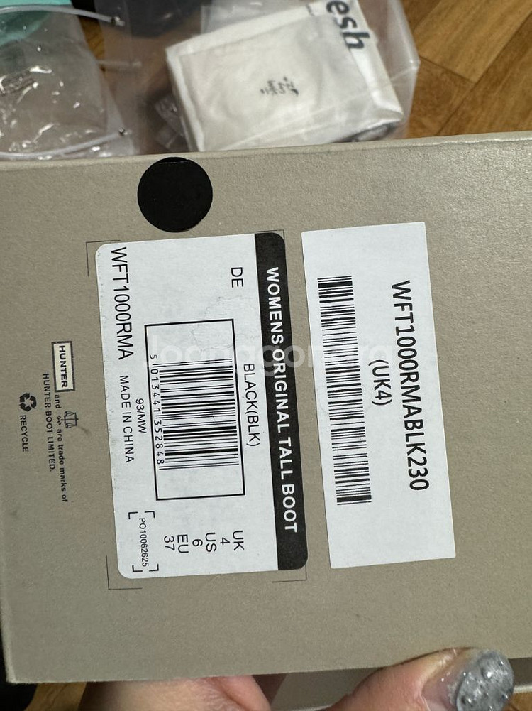 헌터 톨 오리지널 레인부츠 uk4 블랙 235--4