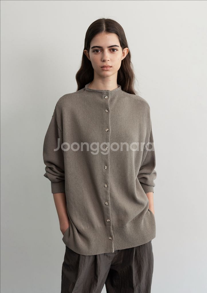 문달 모크넥 니트 가디건 mock neck knit--0