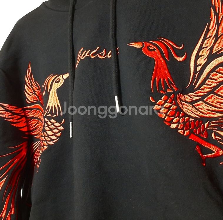 100-110)일본 EVISU 피닉스 후디/후드 블랙--1