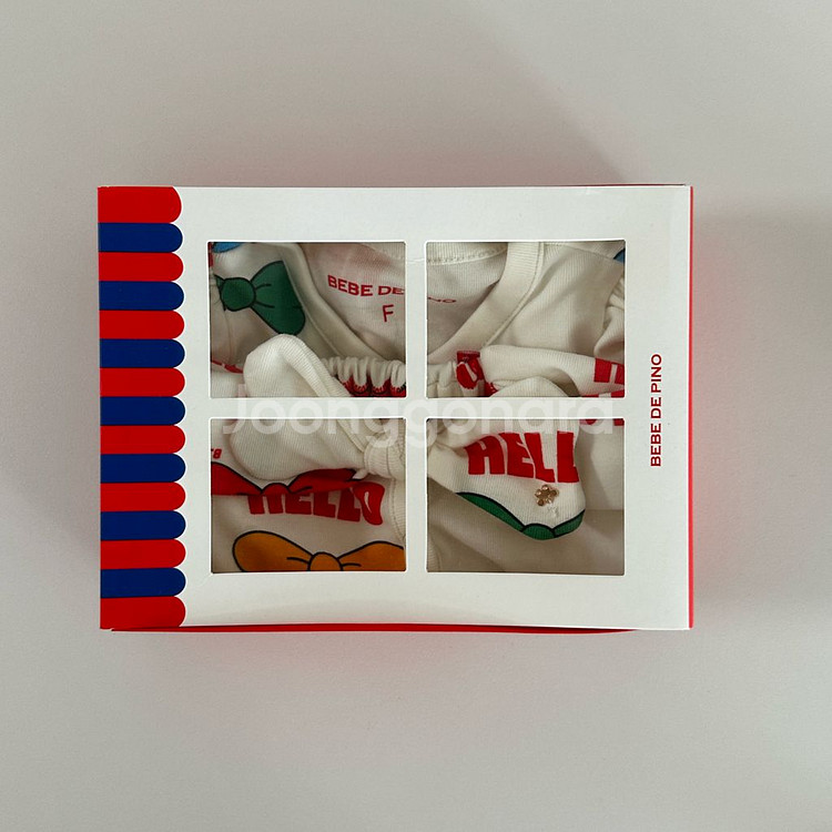 새상품) 25SS 베베드피노 올오버헬로우리본신생아세트--4