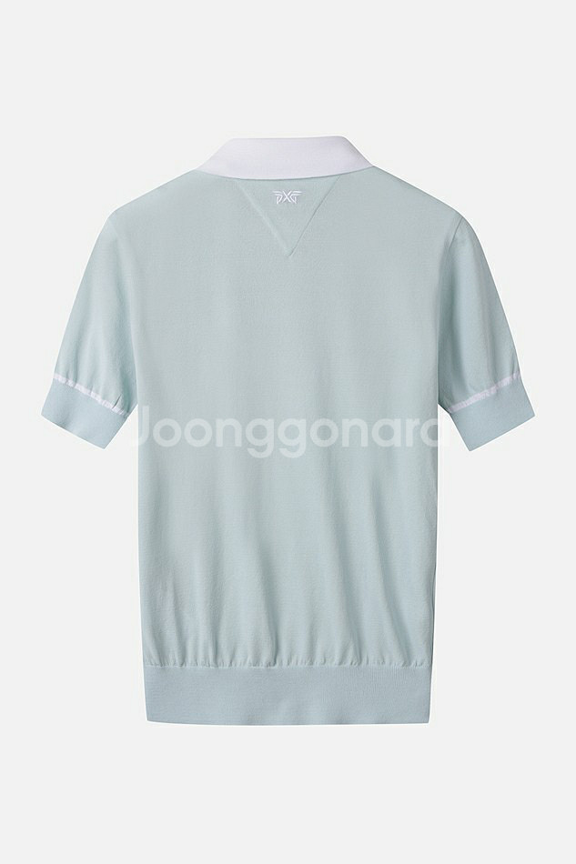 PXG 25SS 여성 시스루 숏 슬리브 니트 카라티--1