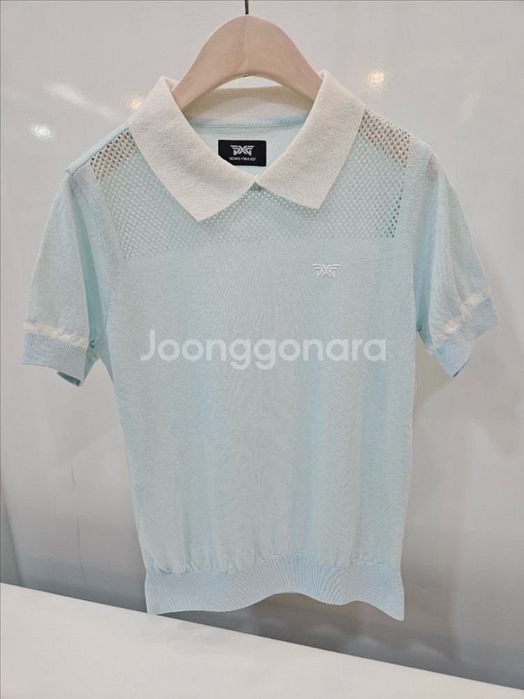 PXG 25SS 여성 시스루 숏 슬리브 니트 카라티--4