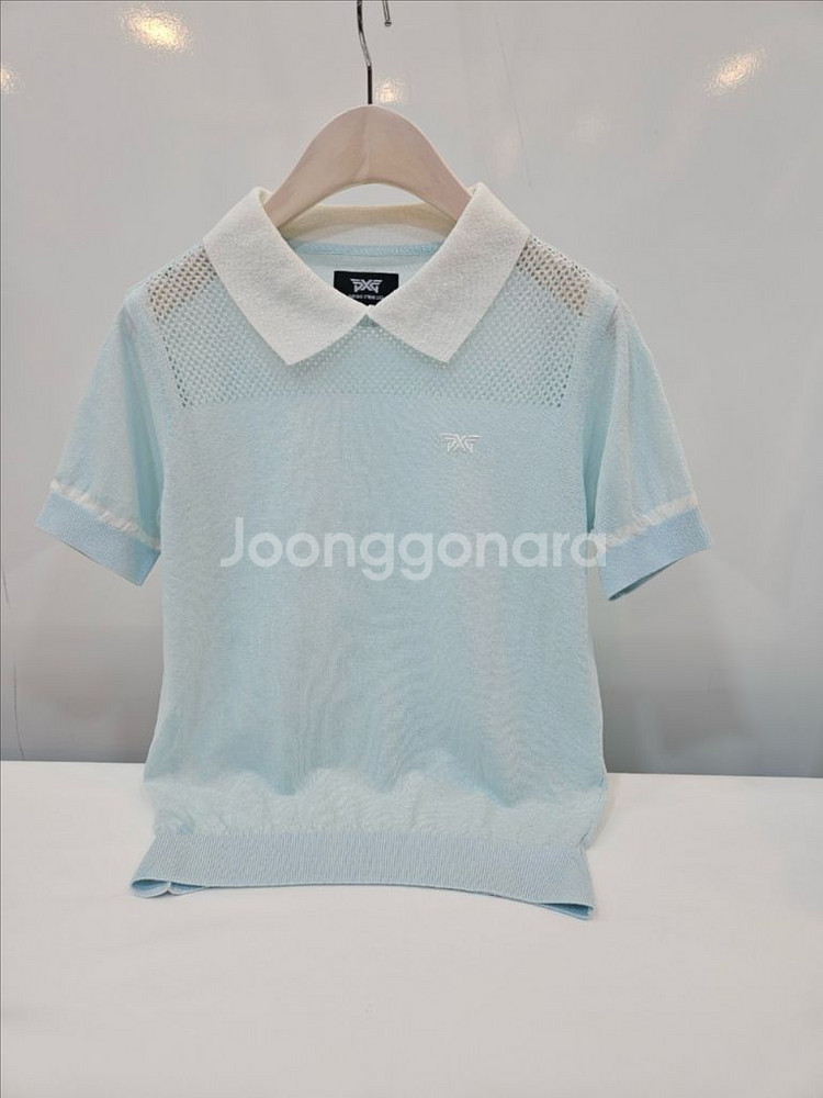 PXG 25SS 여성 시스루 숏 슬리브 니트 카라티--5