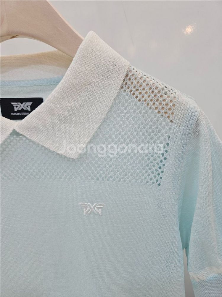 PXG 25SS 여성 시스루 숏 슬리브 니트 카라티--6