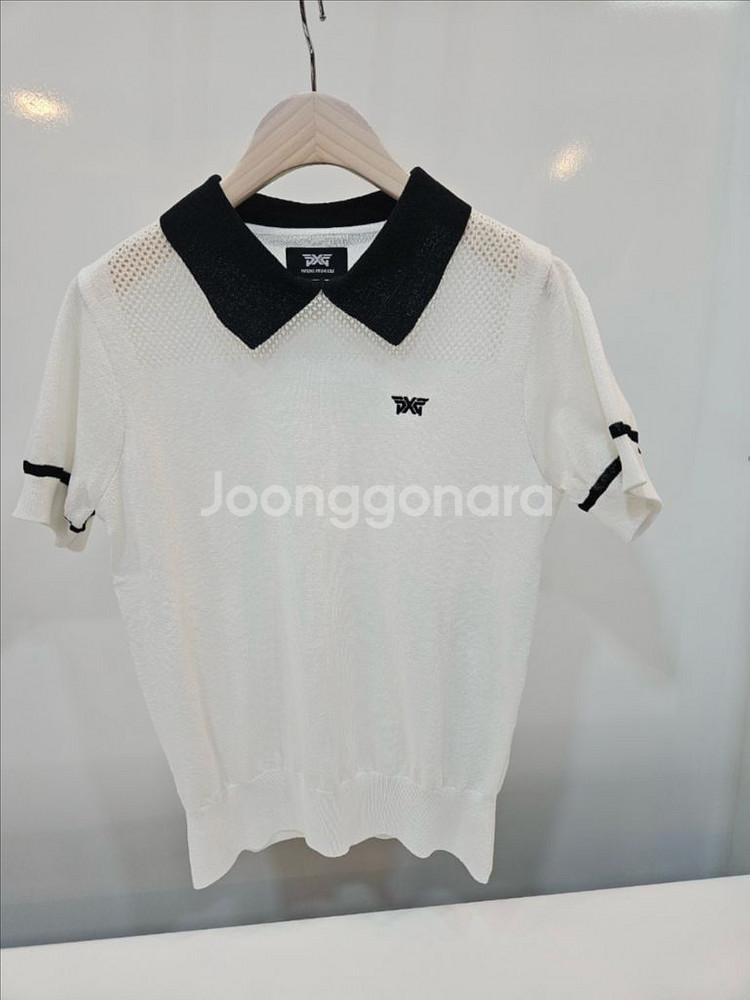 PXG 25SS 여성 시스루 숏 슬리브 니트 카라티--0