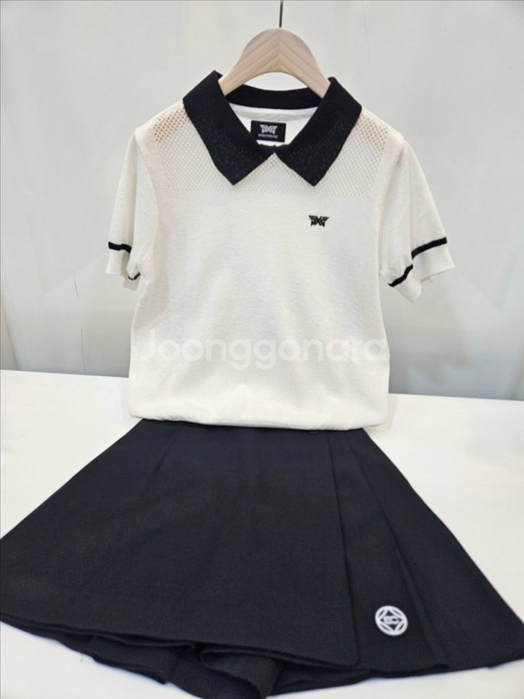 PXG 25SS 여성 시스루 숏 슬리브 니트 카라티--2