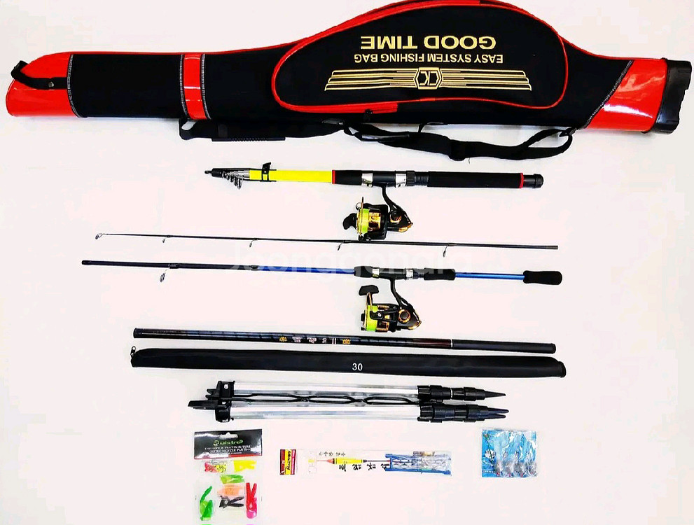 원투낚시대3m+루어대+릴2대+민장대+받침대+가방--0