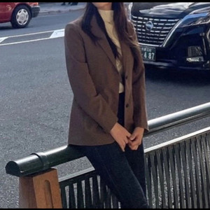 유니클로 여성 체크자켓 브라운 s