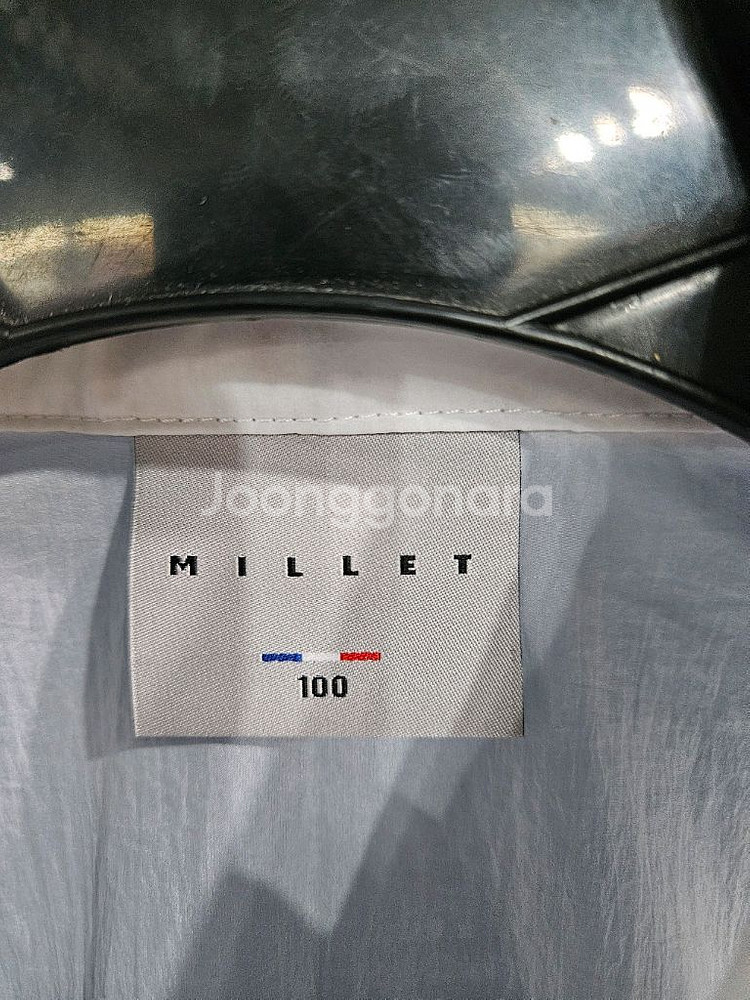 밀레 화이트 남성 100 등산복 바람막이 후드집업--2