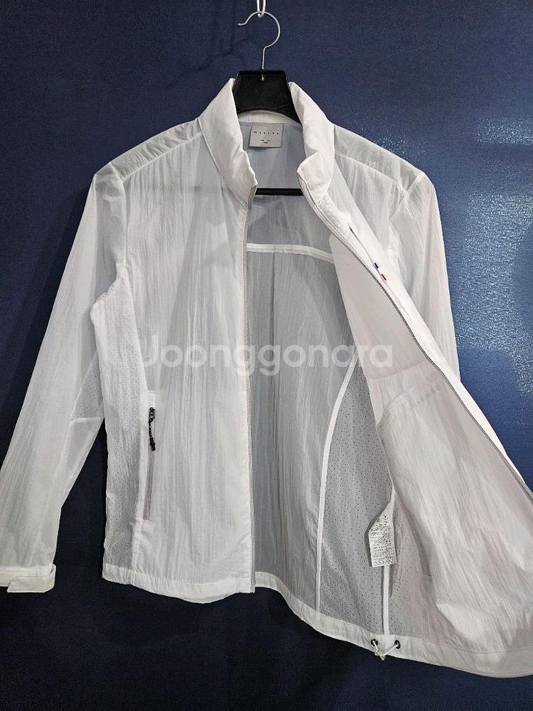 밀레 화이트 남성 100 등산복 바람막이 후드집업--7