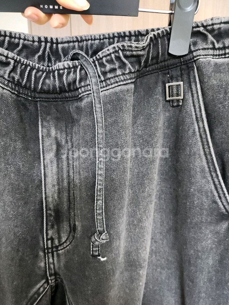 우영미 옴므 데님 밴딩 팬츠--2