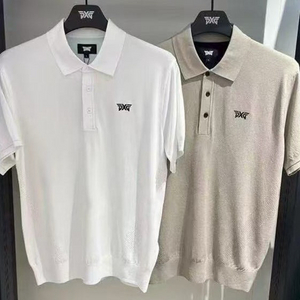 PXG 골프 남성 썸머 카라 숏 슬리브 타공 반팔 니트