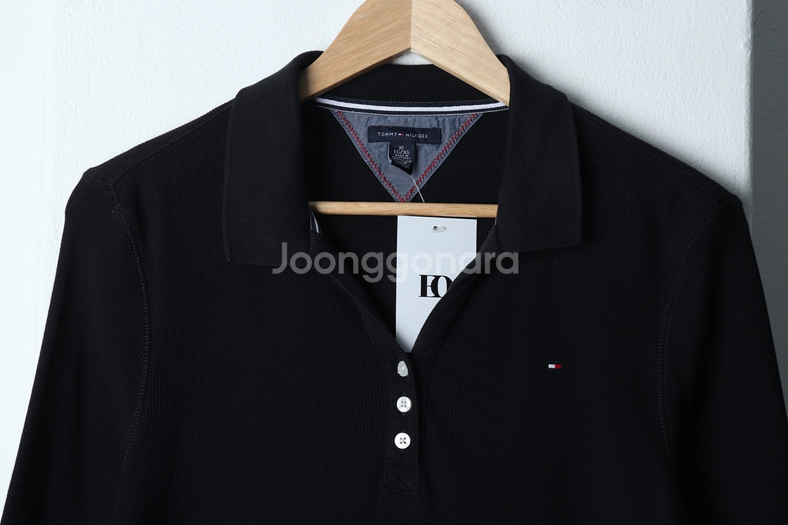 W(XL) 타미힐피거 반팔 카라 티셔츠 부 니트 블랙--5