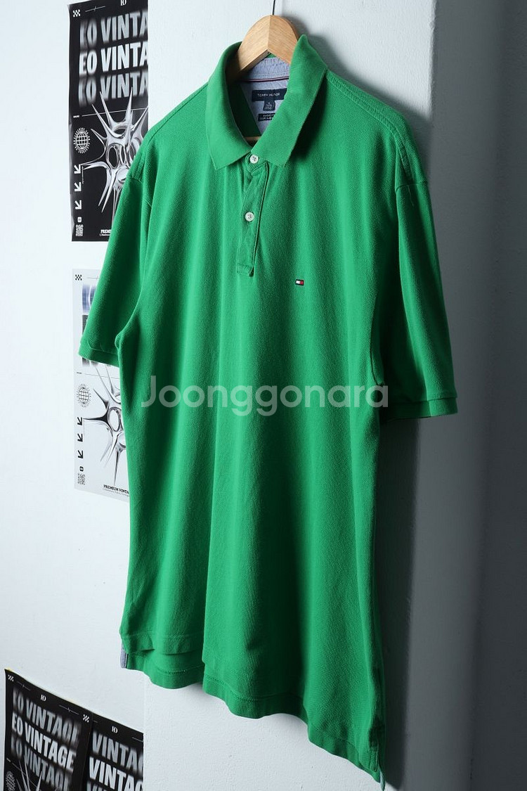 (XL-2XL) 타미힐피거 반팔 카라 티셔츠 그린--3