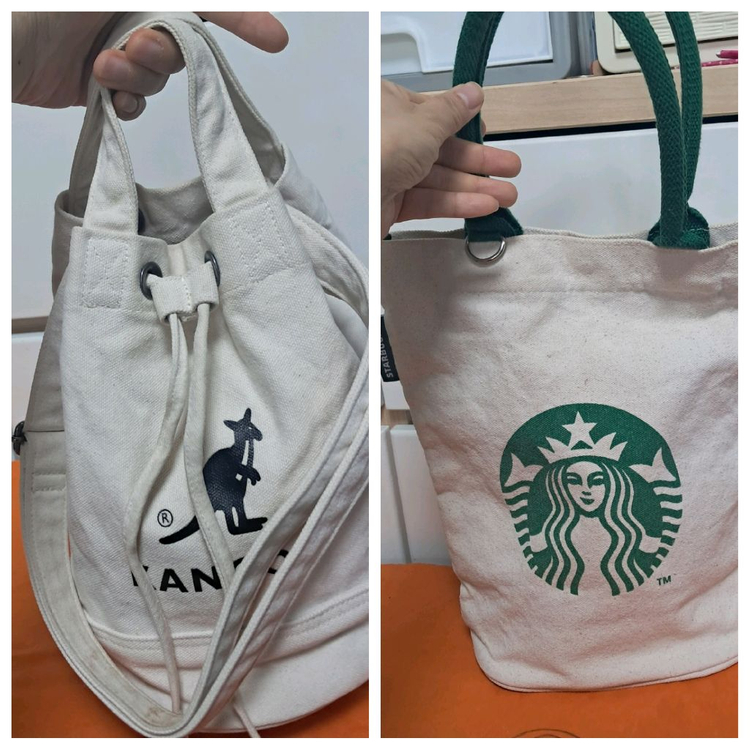 스타벅스 캔버스 텀블러백 + 캉골 에코백 2개 일괄--0