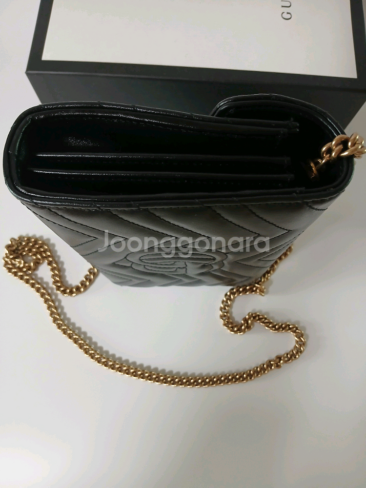 (새상품급)구찌 GG 마몽 마틀라쎄 미니 체인백 블랙--5