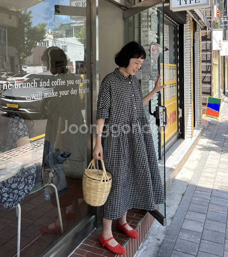 위켄드런드리리스트 제작 시어서커 원피스--0