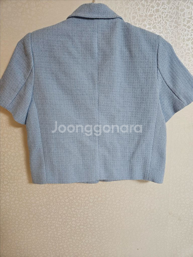 데일리디폴트 하늘색반팔 트위드자켓 새거--6