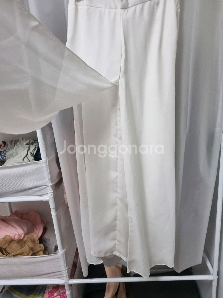 화이트 쉬폰 바지--1