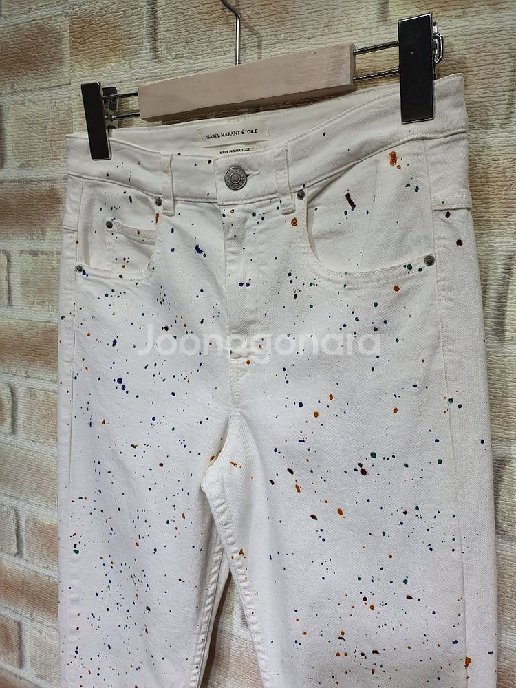 이자벨마랑 정품 컬러 페인팅 코튼스판 9부 팬츠 26--4