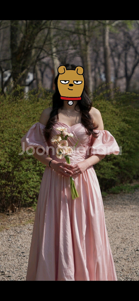 2부 드레스 핑크 셀프 웨딩용 타프타 원단 팔아요!--0