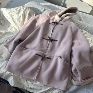 에그카(EGGKA)후드 더플 코트 연보라 무스탕 새상품