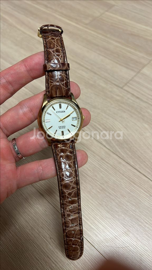 시티즌 익시드 티타늄 37mm 금 아이보리 에코드라이브--5
