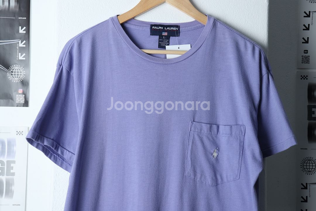 (L) 폴로 랄프로렌 반팔 티셔츠 작은이염 퍼플 포니--4