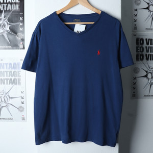 (L-XL) 폴로 랄프로렌 반팔 티셔츠 브이넥 네이비