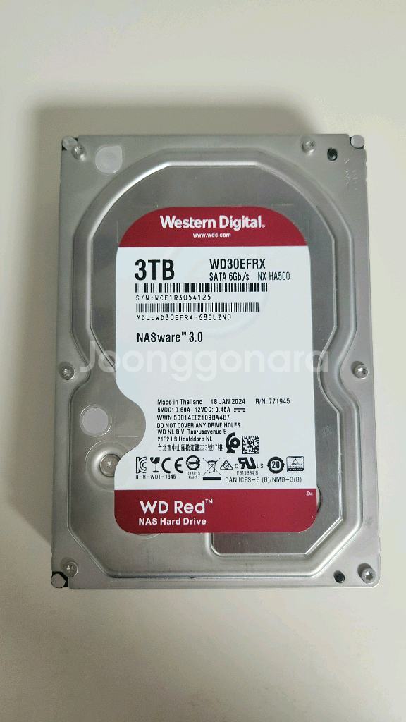 (미사용) WD Red 3TB(3테라) 하드디스크--0