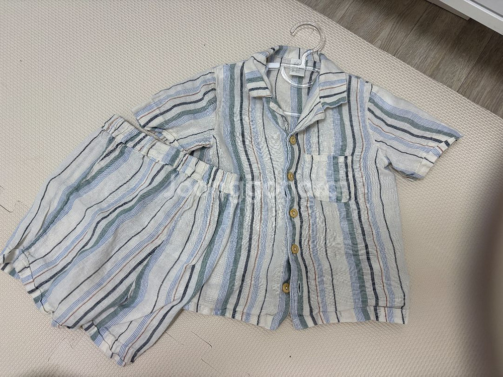 H&M 유아 린넨 상하의 세트 92사쥬(밀짚모자)--1