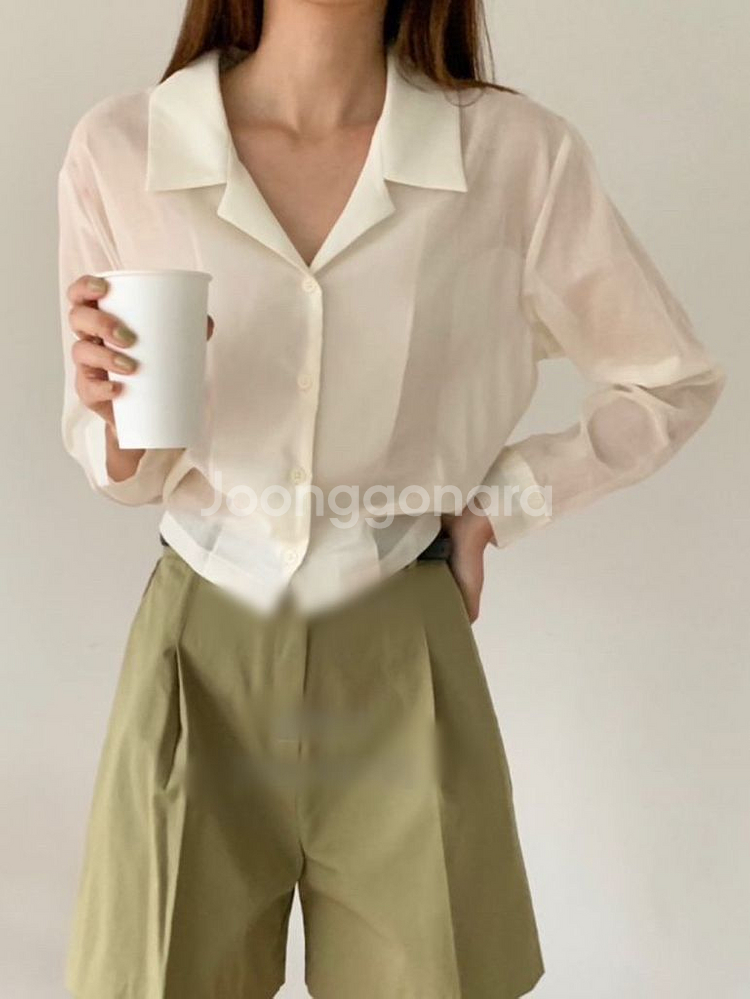 (F) 린넨 셔츠 블라우스 아이베이지--0