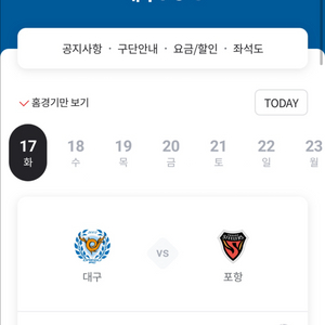 대구FC Vs 포항스틸러스 원정석 4장