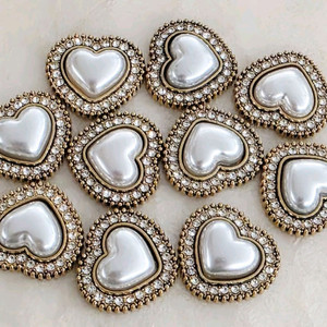 금속 큐빅테 진주하트 10개 일괄