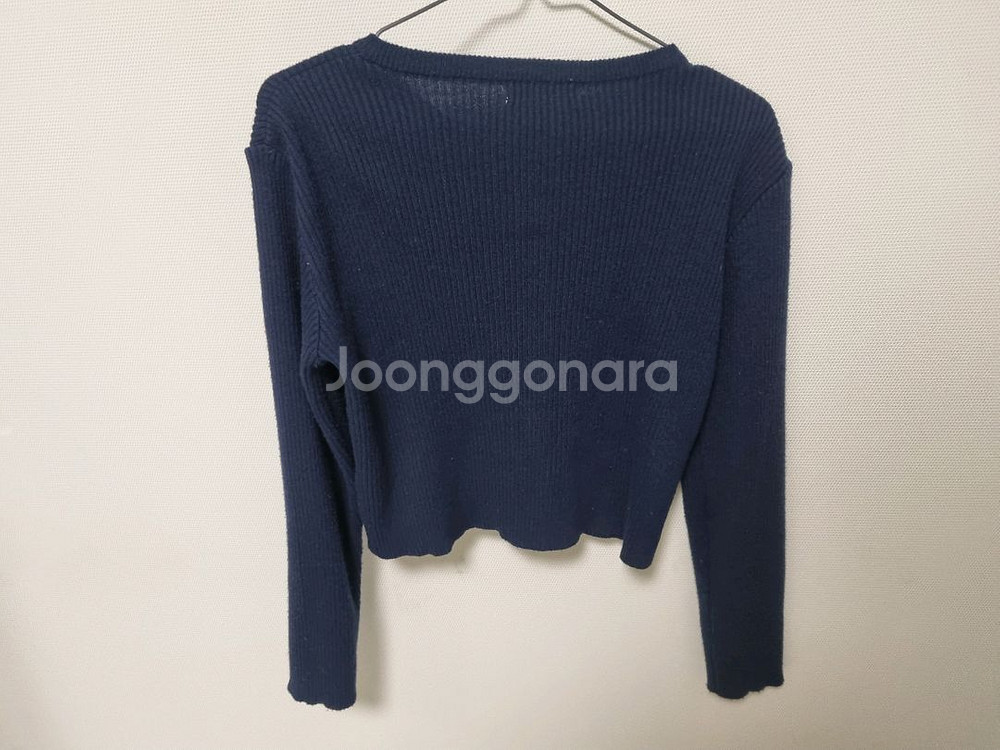 TWEE 크롭 골지 니트 네이비 가디건--2
