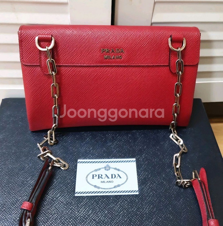 정품 프라다 은장 사피아노 스몰 체인 숄더백--0