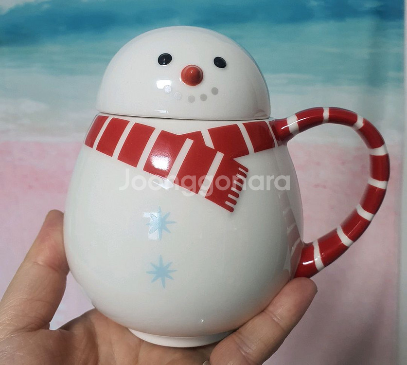 스타벅스 화이트 스노우맨 머그--0