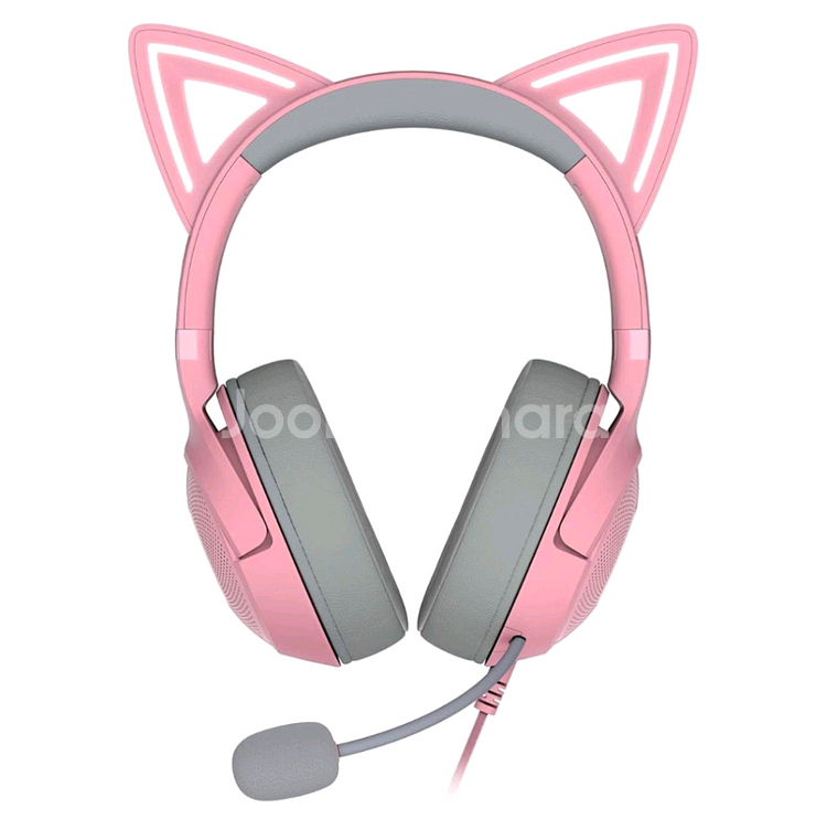 레이저 크라켄 키티 V2 쿼츠 핑크 고양이 헤드셋--0