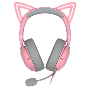 레이저 크라켄 키티 V2 쿼츠 핑크 고양이 헤드셋