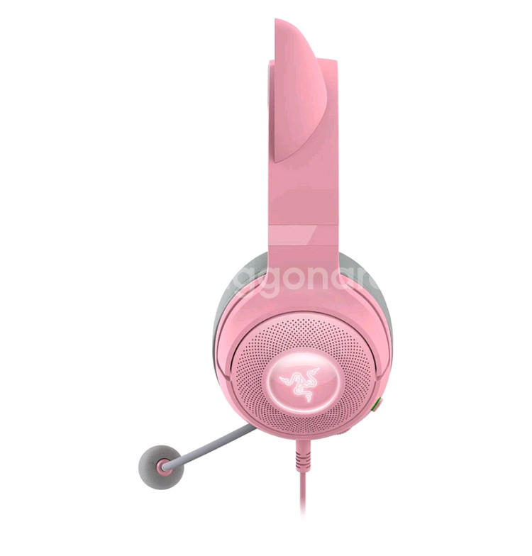 레이저 크라켄 키티 V2 쿼츠 핑크 고양이 헤드셋--2