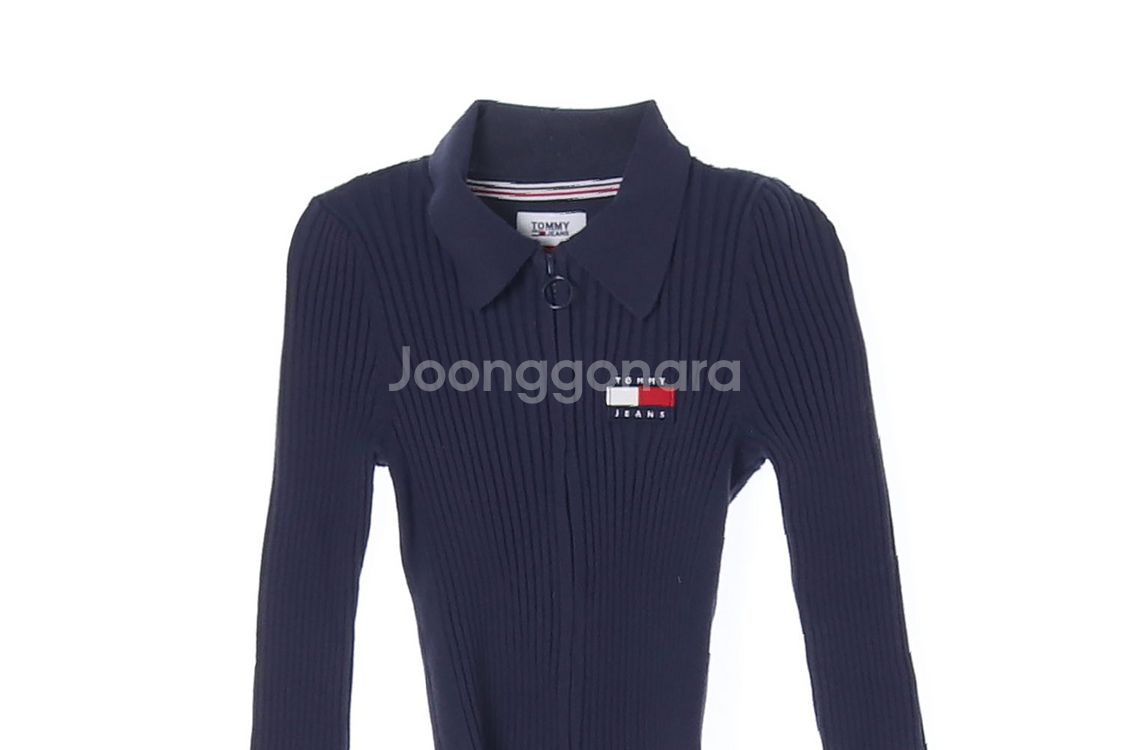 [XS]타미 진스 네입이 골지 집업 가디건 폴로셔츠--1